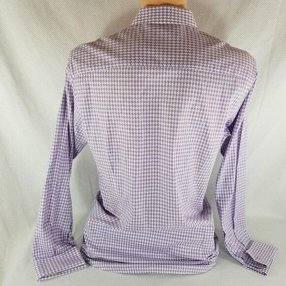 Denis Jaouich Montreal Designer Size 16 Purple White Dress Shirt French Cuffs - Picture 6 of 8